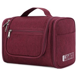 Large Hanging Toiletry Bag for Men and Women Travel Makeup Bag Organizer Portable Waterproof Bathroom Shower Bag Lightweight Shaving Bag (Red)