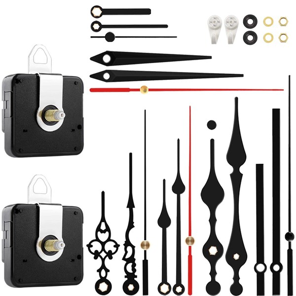 StFlyBro 2 Non Ticking Clock Movements with 6 Pack Different
