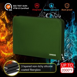 JUNDUN Accordion File Organizer - 12 Pocket Expanding File Folder with Zipper & Labels - Fireproof File Folder Organizer with Multi-Pockets,Document Organizer for Letter A4 Files and More (Green)