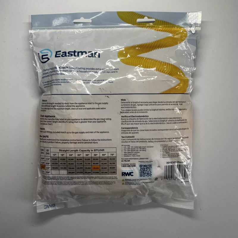 Eastman 5/8" OD Gas Range & Dryer Connector Kit Fits