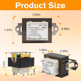 0130M00138S 240V/24V 40VA Transformer Compatible with Goodman Amana 40VA HVAC Furnace Transformer.24V Heate HVAC Parts Replaces B1141643 PF40224 L38264 4021F Class 2 Control with Foot Mount