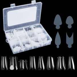 NICENEEDED 288PCS Clear Nail Dual Forms for French Nails, 96 PCS Duet System Dual Molds Sticker Silicone Reusable Pads, 8 Sizes Scale for Home DIY Manicure Extension