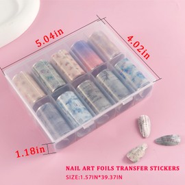 XEAOHESY 10 Rolls Traditional Chinese Style Nail Foil Transfer Stickers Flower Chinese Calligraphy Ink Painting Pattern Nail Foil Sheets Transfer Foils Stickers Classical Nail Art Supplies（Design 1）