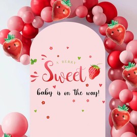 Yeysynana Sweet Baby is on The Way Party Decal, Welcome Baby Shower Sign Strawberry Party Decorations Gender Reveal Girl or Boy Babys Wall Stickers Sign for Babys Backdrop Supply