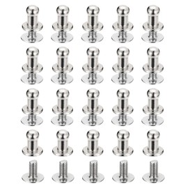 sourcing map 4mm Ball Head Stud Rivets Screw Back, 20Pack Round Head Button Nipple Rivet for DIY Leather Craft Handbag Belt, Silver Tone