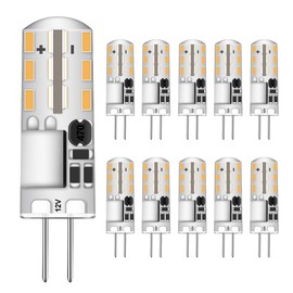 G4 LED Bulb Mini 2W Equivalent to 10W T3 Bi-pin G4 Base Halogen Bulb No Flicker AC/DC 12V G4 Light Bulb for Landscape Lighting, RV, Home Lighting (10 Pack) (Warm White)