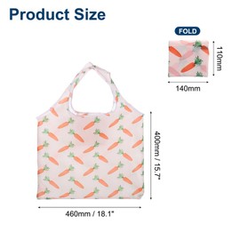 uxcell Reusable Grocery Bags, 1Pcs Printed Washable Shopping Totes with Handles, Foldable Large Cloth Grocery Bag for Shopping, Camping and Traveling (Carrot)