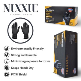 Black Nitrile Gloves, 6 MIL, Asguard Premium Quality Disposable Gloves by Nixxie Trades Sense, Powder Free, Non-Sterile, Textured Gloves (Small)