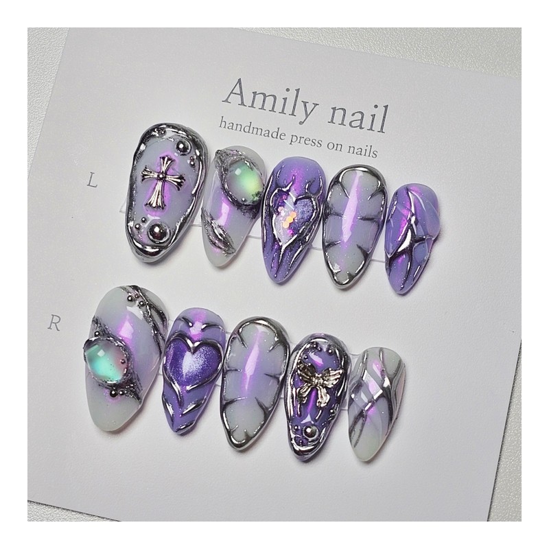 Mystic Glow [Handmade Nail Tips] Emily Nail - Coffin /