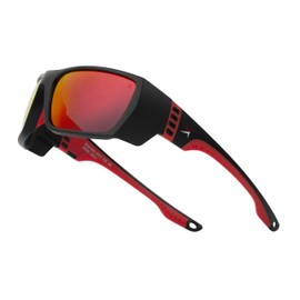 X Power ANSI Z87 + Impact-Resistant Polycarbonate Rectangular Polarized Red Mirror Lenses Sport Style Safety Sunglasses