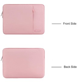 MOSISO Laptop Sleeve Bag Compatible with MacBook Air 13 M3 A3113 M2 A2681 M1 A2337 A2179 A1932/Pro 13 M2 M1 A2338 A2251 A2289 A2159 A1989 A1708, Polyester Vertical Case with Pocket, Pink