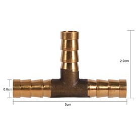 Hose Nozzle Fittings, 3-Way Hose Connector, Brass Connector for Fuel Hose, T Piece Replacement for Compressed Air Fuel Hose (8 mm)