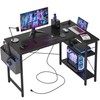 TIQLAB L Shaped Computer Desk with Power Outlets, 47 Inch