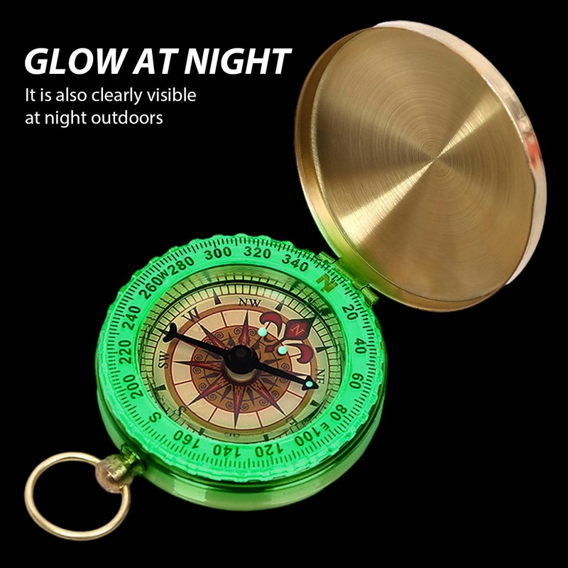 1 Piece Metal Compass 1 Piece Lanyard Pure Copper Flip