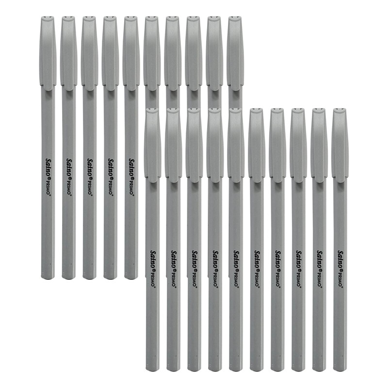 SAINO Primo+ Ballpoint Pens, BLACK, Fine Point (0.7mm), Pack of