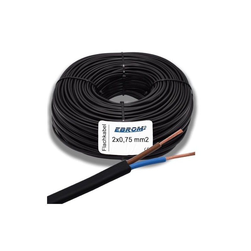 Flat Device Cable H03VVH2-F 2 x 0.75 mm² Black 2
