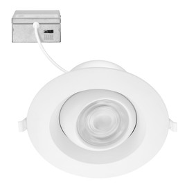 Maxxima 6 in. 5 CCT Adjustable Slim Recessed LED Eyeball Gimbal Downlight, 1400 Lumens, Color Selectable 2700K/3000K/3500K/4000K/5000K, 360° Rotation, Dimmable, Canless, Slim IC Rated, J-Box Included
