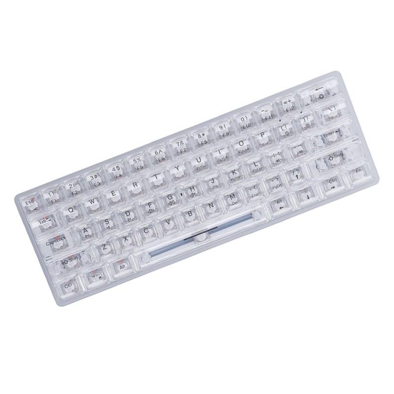 61 Keys Transparent Mechanical Keyboard Clear Keycap Wired Gaming Keyboard