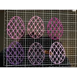 6pc purplish Pinkmix media die cut easter eggs cardstock embellishment for cards