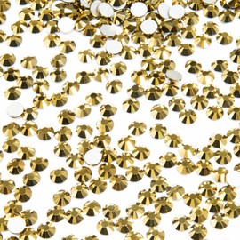 Metallic Gold Nail Rhinestones Flatback 2880pcs SS10 2.8mm K9 Glass Nail Stones bulk Mine Gold Nail Art Nail Charms Round Gems Beads Diamonds Jewels Glue Fix for Nails Eyes Face Makeup Clothes Crafts