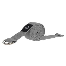 Yoga Strap Yoga Strap with Metal D-Ring Clasp for Pilates, Yoga, Fitness Training, Stretching, 180 x 3.8 cm (Light Grey)