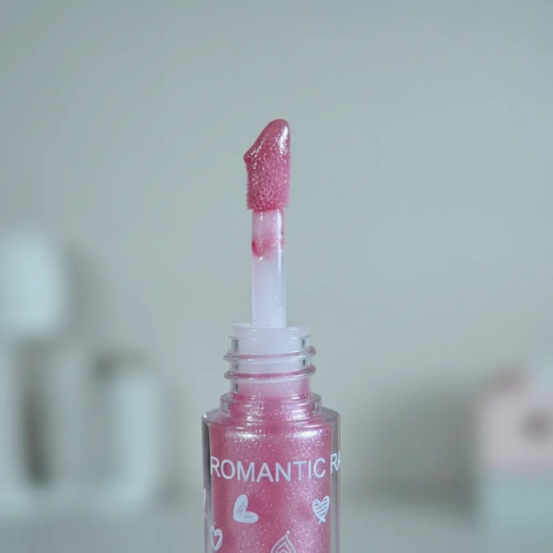Brillo Labial Gloss Rosa Kawaii Con Llavero Moño Cuentas Ros