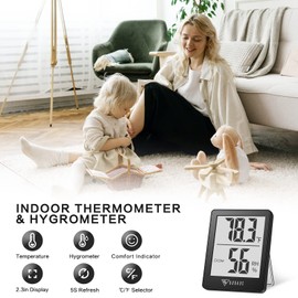 DOQAUS Digital Hygrometer [3 Pack], Indoor Thermometer, Room Thermometer and Humidity Meters with Accurate Temperature Humidity Monitor Gauge for House, Baby Room, Greenhouse, Home, Gifts