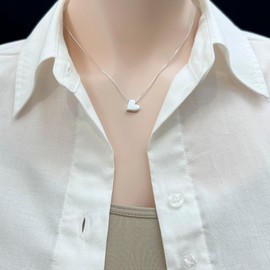 Sterling Silver Heart Necklace, Love You Most, Girlfriend Gift, Gift for Wife, Anniversary Gift, Gift for Daughter (16 inches plus 2-inch extender)