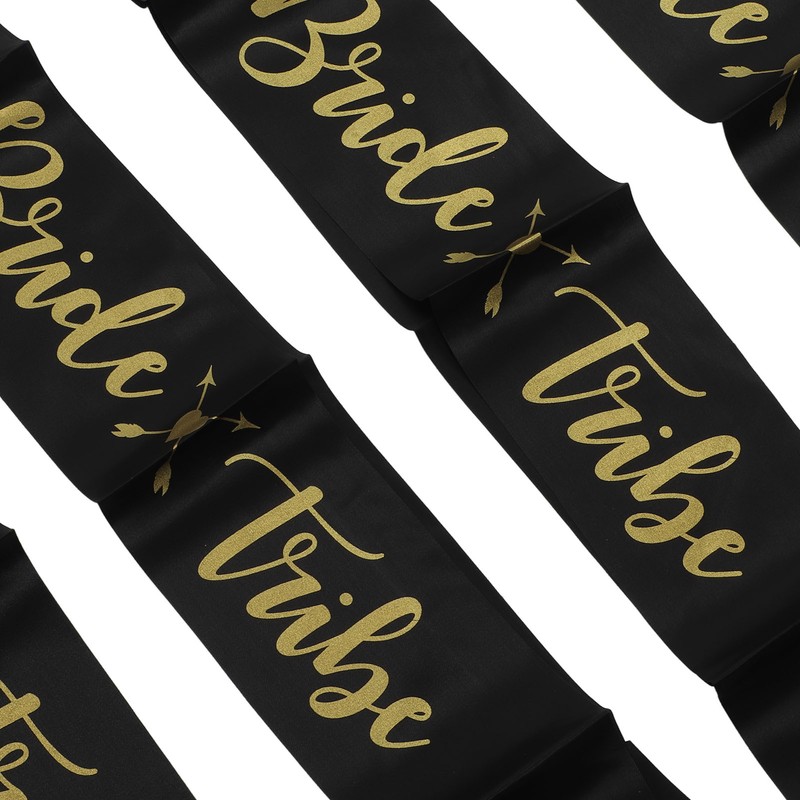8Pcs Bride Bridesmaid Sash Gold Letters Hypoallergenic Material Wedding Bride