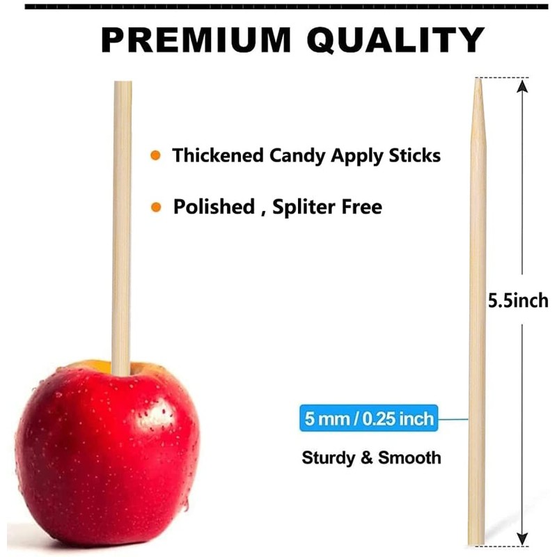 150 pcs Thick Candy Apple Sticks,Caramel Apple Sticks,5.5 Inch Long,