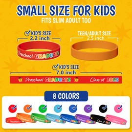 64Pcs Preschool Graduation Gifts Bulk for Kids Pre School Graduation Bracelets Pre-school Graduate Decorations Class of 2025 Boy Girl Preschool Grad Students Silicone Wristbands