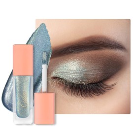 Oulac Liquid Glitter Eyeshadow – Shimmer Eyeshadow & Eyeliner | Shiny Teal with Gold and Emerald Sparkle, Blendable Sparkly Eye Make-up, Crease Resistant, Vegan, 5.4g, Electric Eel (14)