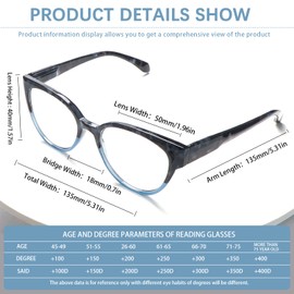 COJWIS Progressive Multifocus Reading Glasses for Women - 4 Pack Computer Readers with Blue Light Blocking and Spring Hinge(4 Mix,1.25x)