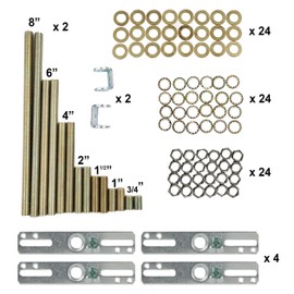 B&P Lamp® Assorted Lamp Repair Hardware Kit - 92 Total Pieces Includes 24 Each Washer, Lock Washer, and Nut, 4 Crossbars, 2 of Hickey and Various Size Pipe