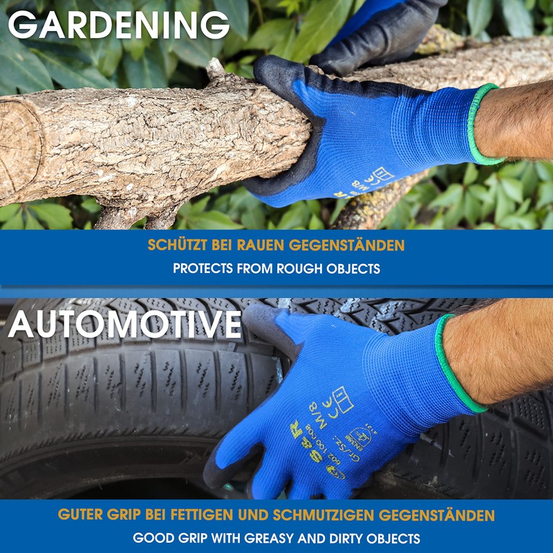 S&R Work Gloves - 12 pairs of BASIC Nylon PU