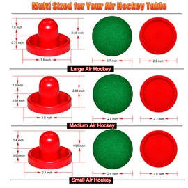 Air Hockey Set - 2 Air Hockey Pushers and 4 Air Hockey Pucks for Game Tables | Replacement Air Hockey Paddles and Pushers | Perfect Accessories for Air Hockey Games (2 Striker, 4Pucks) (Red, M)