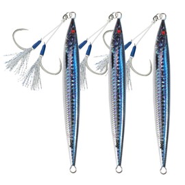 OCEAN CAT 3 pcs Slow Pitch Jig Flat Fall Saltwater Fishing Lures Sinking Lead Metal Flat Jigging Baits