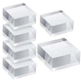 CASTEMYZID 6 Pieces Acrylic Square Display Block, Clear Polished Cube Jewelry Stand Ring Showcase Holder Base (1*1*1 in)
