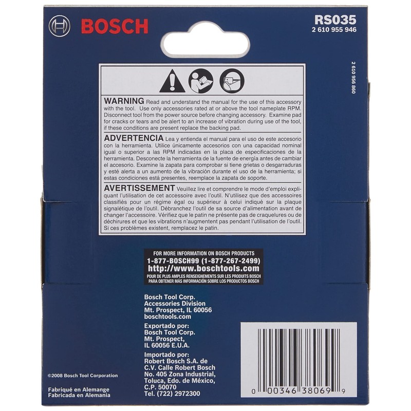 BOSCH RS035 Almohadilla de respaldo para lijadora de gancho y