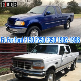 Fioqe Front Bench Seat Cover with Molded Headrests for Ford F150 F250 F350 1992-1998,Pickup Solid Bench Seat No Center Armrest,Washable Truck Seat Protector with Molded Headrests-Gray