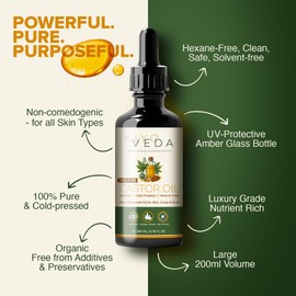 KiyoVeda Green Castor Oil Wellness Kit – Organic Cotton Waist & Neck Wrap with 200ml Castor Oil – Compress Pads