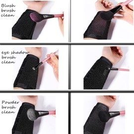 Limpiadores de Brochas de Maquillaje, Nylon Negro, Brazalete, Herramienta de Lavado Portátil, Estiramiento para Limpieza de Brochas, Cosmética, Limpieza Profesional