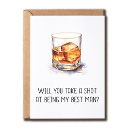 SNHDesign Will You Take A Shot At Being My Best Man Card - Wedding Card - Funny Groomsman Proposal Card - Wine Groomsman Card - Wine Card - Humor Card