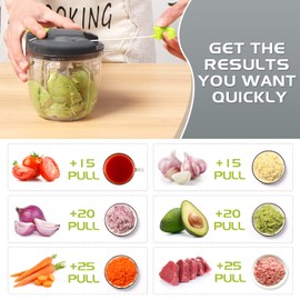 Sinnsally Manual Onion Cutter, Onion Chopper with Cable, Vegetable Cutter, Manual Vegetable Cutter, Multi-Chopper, Flash Chopper Garlic Chopper Universal Chopper (900 ml)