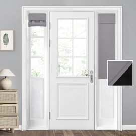 HOMEIDEAS 100% Blackout Sidelight Curtains for Front Door, Side Door Window Curtains and Small Window, Thermal Insulated Covering, 1 Panel, W12 X L40 Inch, Light Grey