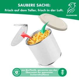 Falkenhorn BIO Dosendeckel – 1x Groß (99 mm) – für Konservendosen 800 g – Creme – BPA-frei, nachhaltig, spülmaschinengeeignet – aus Zuckerrohr – Made in Germany