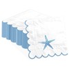 100 Pcs Starfish Light Blue Scalloped Paper Napkins 6.5 x