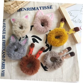 Beavorty Cat Hair Bobbles Hair Ring Cat Ear Scrunchies Hair Scrunchies for Womens Hair Pink Fluffy Hair Ties Headband Holder Stuffed Bunny Plush Satin Hair Tie Animal Miss Short Hair Rope