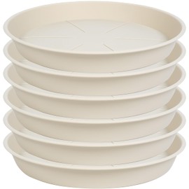 OVZILKI 6 Pack of Plant Saucer Tray 4 6 8 10 12 14 17 19 22 25 inch, Heavy Duty Plastic Pot Plant Drip Trays Saucers for for Indoors Outdoor, Plant Water Tray for Planters 4-7" (6", Beige)