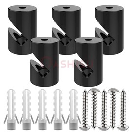 OASHISU Swag Pendant Hook 5 Pack Black Lamp Hook for Chandelier Ceiling Lights, Wall Hanging, Textile Cable Wire Holder Clips Management, Screw-in Hooks